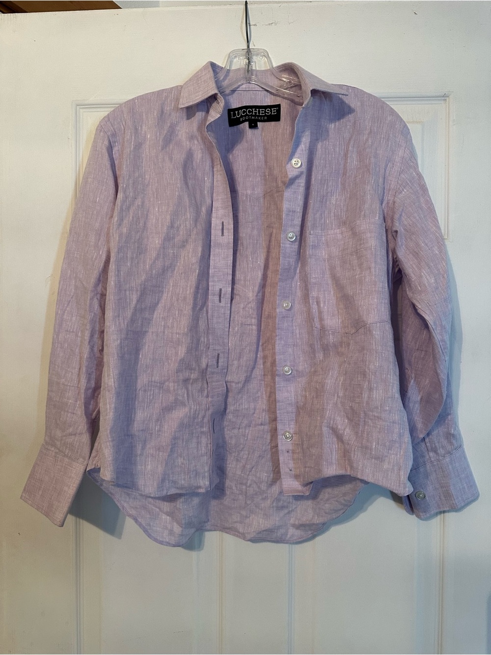 Lucchese Women’s Light Lavender Linen Button-Down Shirt size S